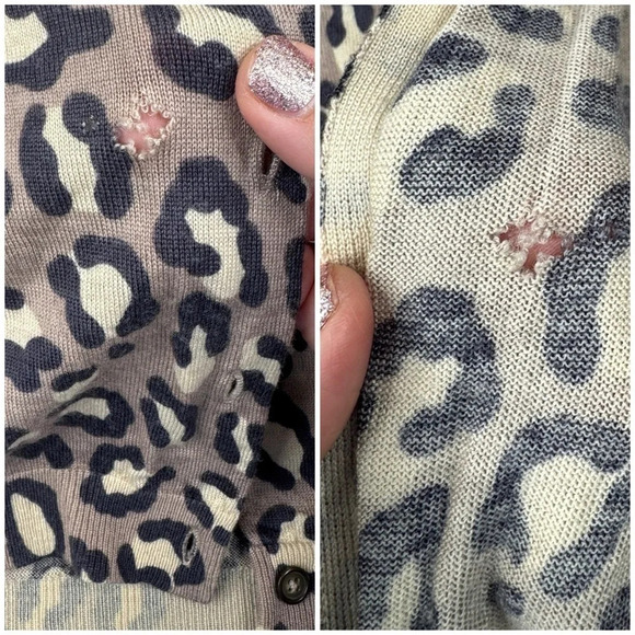 Boden 100% Wool Cardigan Sweater, Leopard Animal Print, Size 14, FLAW - Picture 2 of 8